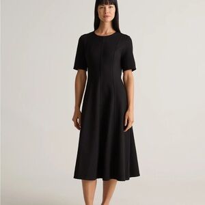 NWT Quince Black Short Sleeve Midi Dress
